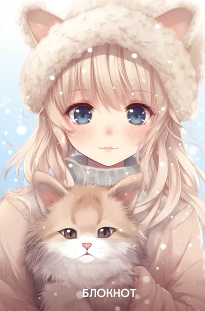 Обложка Аниме. Новогодний блокнот (А5, 64 л., цветной блок, голубой) 