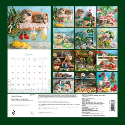 Обложка Ёжекалендарь (колбаска). Календарь настенный на 2025 год (300х300 мм) 