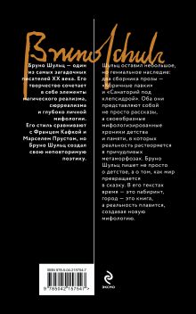 Обложка сзади Коричные лавки Бруно Шульц