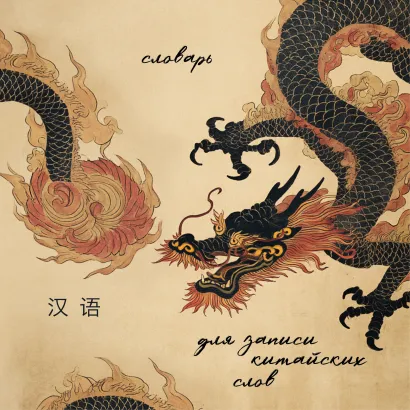 Обложка Словарь для записи китайских слов (15х15 см) (Винтажный дракон) 