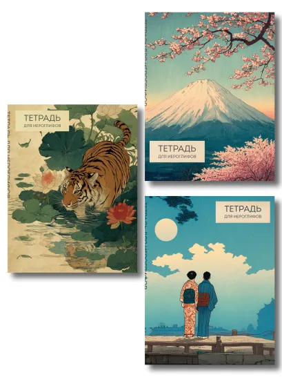 Обложка Комплект из 3-х тетрадей для иероглифов (ИК)