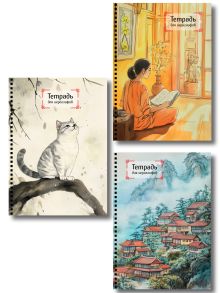 Комплект из 3-х тетрадей для иероглифов на пружине (ИК)